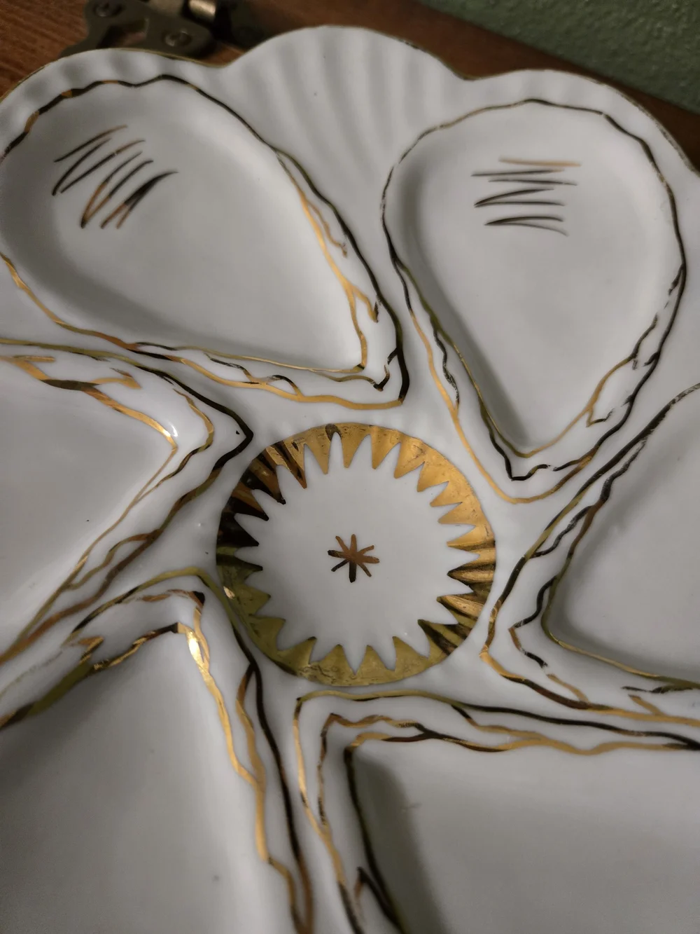 Victoria Karlsbad Austria White and Gold Porcelain Oyster Plate